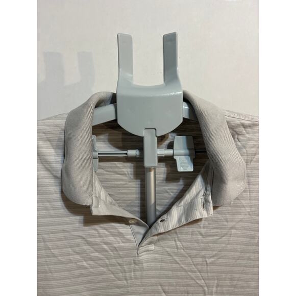 Calvin Klein Men’s Polo Shirt Large Gray Stripe Short Sleeve Button Collar - Picture 3 of 8